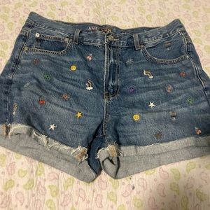 American eagle denim ‘90s boyfriend short embroidered cute women’s 14! AE indigo